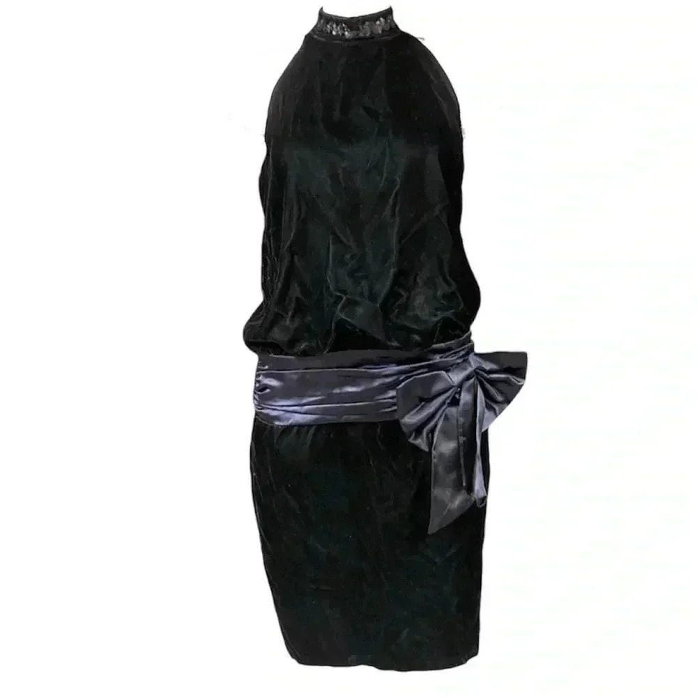 Gunne Sax vintage 80s Jessica McClintock drop-waist velvet Flapper Dress